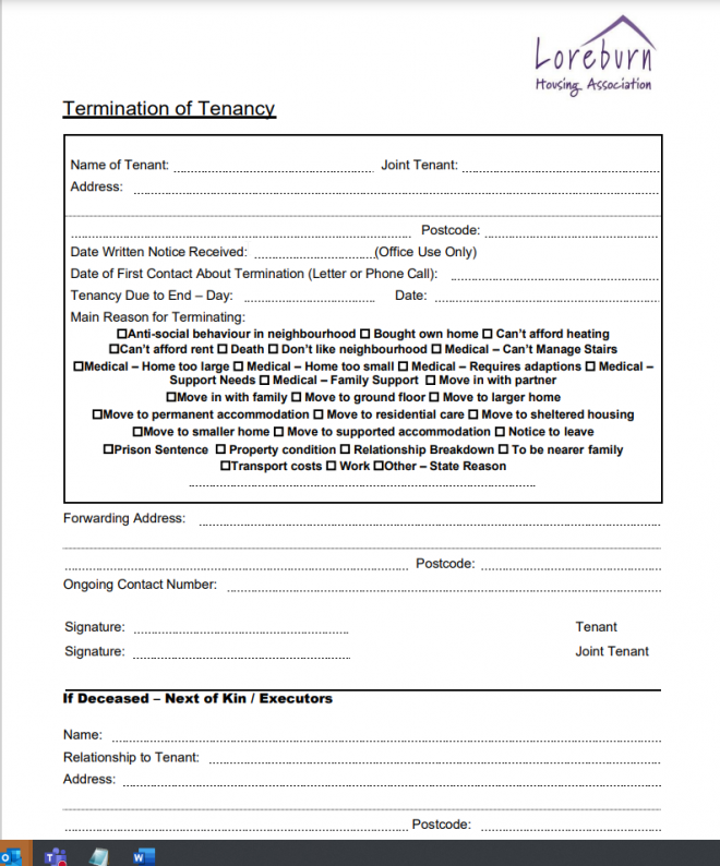 Tenancy Termination Form Image